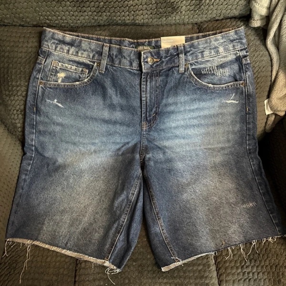 Women’s Distressed Denim Bermuda Shorts - Blue